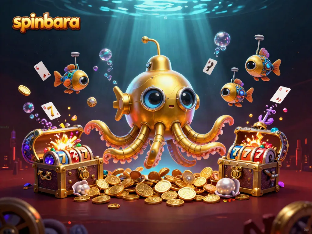Experience the thrill of spinbara as golden kraken submarine navigates through a sea of casino treasures.
